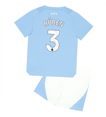Manchester City Ruben Dias #3 Hemmakläder Barn 2023-24 Kortärmad (+ Korta byxor)